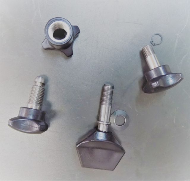 Hobart 1612-1712 4 Knob Kit for Slicers w/ Aluminum Carriage  Thumbscrew w/ Washer C-108197-5 Back Knife Guard Knob w/ Stud P-70196 Back Knife Guard Screw P-118484 Lock Nut P-7019